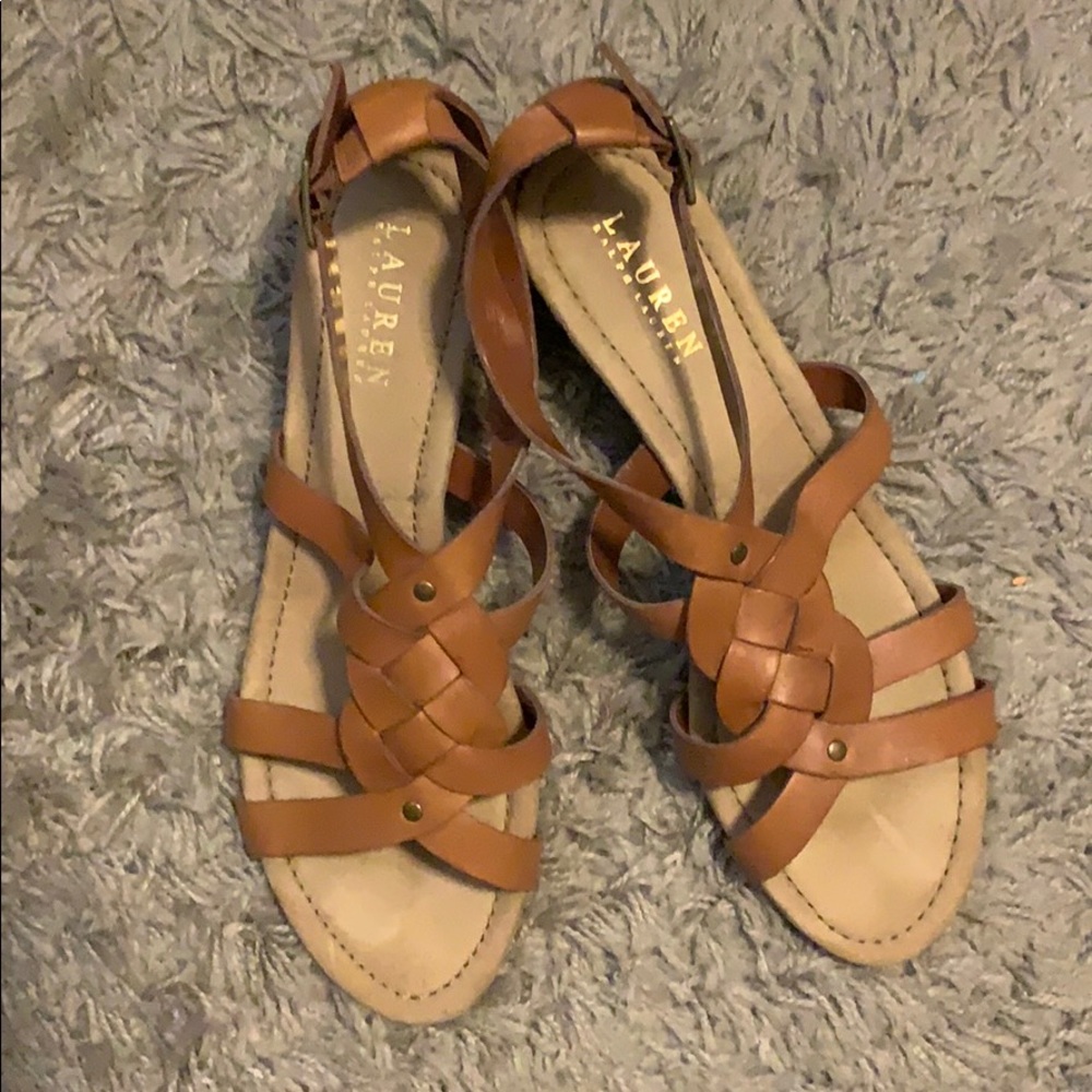 Lauren (by Ralph Lauren) wedge leather sandal